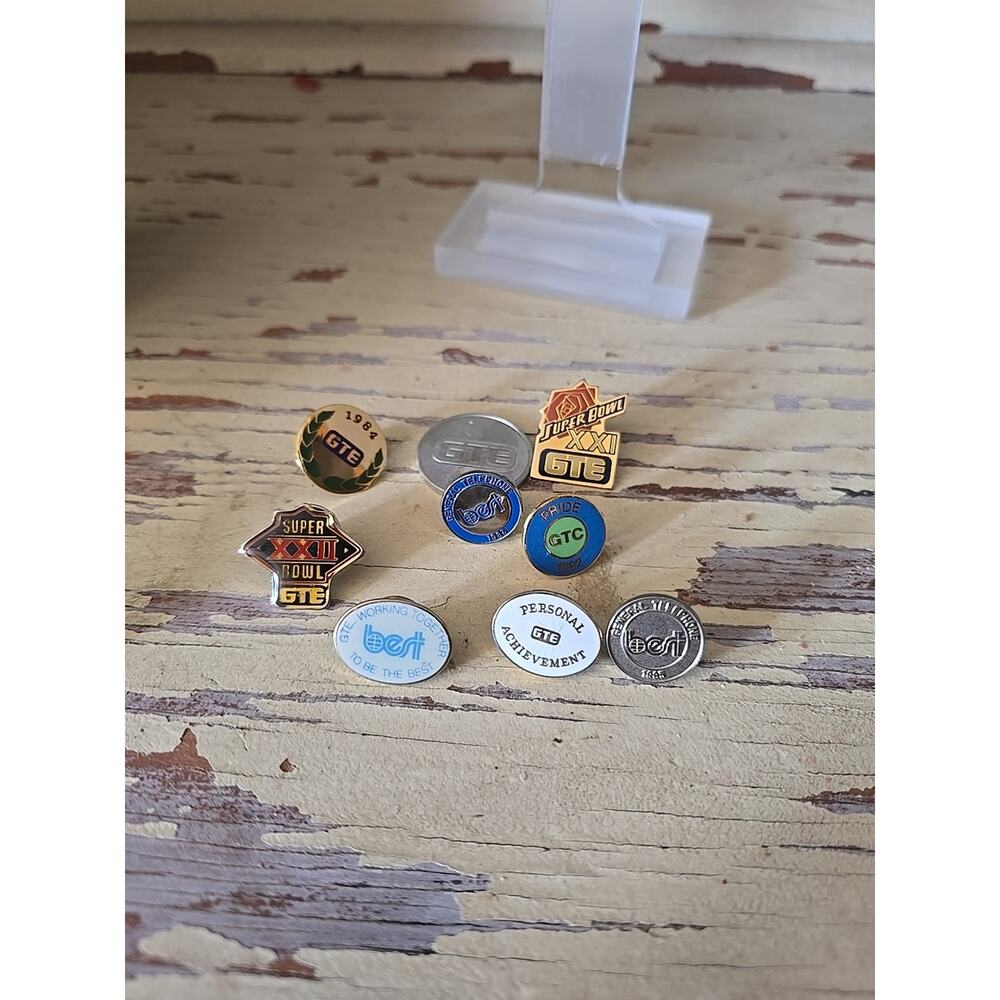 Vtg GTE Telephone Corporate Lapel Pin Lot Super Bowl XXI‎ & XXII Service Awards